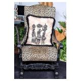Leopard Print Carved Wood Armchair