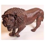 1994 Temba Ncube Hand Carved Wood Lion Sculpture