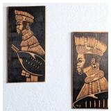 Handcrafted Pyrography Panels of African Warriors