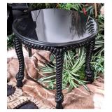 Black Lacquer Wood Side Table w/ Hove Feet
