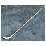 Carved Wood & Warthog Tusk Walking Cane
