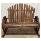 45.5" Wagon Wheel Wooden Bench