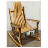 Rustic Hickory Rocker w/ Deer Scene
