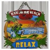 12" Bar on the Beach Single Sided Metal Sign