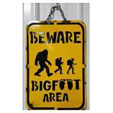 18" Beware Bigfoot Area Single Sided Metal Sign