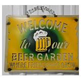 14" Welcome to our Beer Garden Single Sided Metal