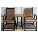 3 Pc. Brown & Black Poly Balcony Chairs w/ Side Ta