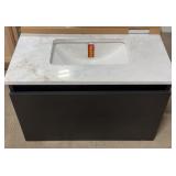 Fresca Mezzo 30" Black Wall Hung Bathroom Vanity
