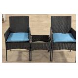 3 Pc. Rattan Chairs & Side Table