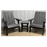3 Pc. Black & Grey Poly Folding Adirondack Chairs