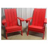 ECCB Outdoor Red Poly Folding Adirondack Chairs