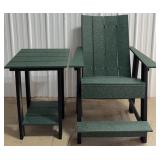 2 Pc. Green & Black Poly Balcony Chair w/ Side Tab