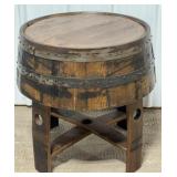 Reclaimed Dark Walnut Barrel End Table