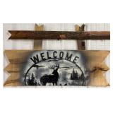 35.5" Rustic Log Welcome Sign