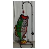 39" Gone Fishing Metal Single Sided Sign