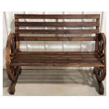 40.5" Wagon Wheel Wooden Bench