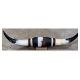 33.5" Longhorn Horns w/ Cowhide & Leather Wrap