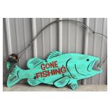 38" Gone Fishing Single Sided Metal Sign