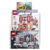 Lego Heavy Duty Tow Truck, Fire Brigade, and John