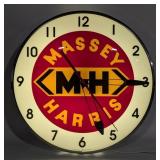 Massey Harris Lighted Advertising Clock by Yoder C