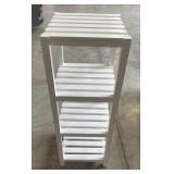 (L) Wood shelving unit. 37