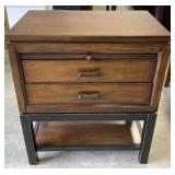 (L) Wood Bedside Table With Storage. 32 x 28" x