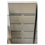 (L) Metal 5 Drawer Cabinet With Lock. 65" x 18" x
