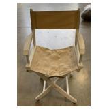 (L) Wood Directors Chair With Pink Fabric