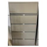 (L) Metal 5 Drawer Cabinet With Lock. 65? x 18?