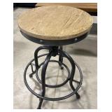 (L) Metal Barstool W/ Wood Top. 25" Tall