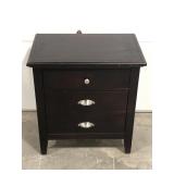 (L) Dark Wood 2 Drawer Bedside Table. 28? x 1