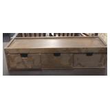 (L) 3 Bin Wood Storage Box. 28" x 7" x 7"