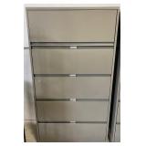 (L) Metal 5 Drawer Cabinet With Lock. 65? x 18?