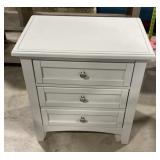 (L) 3 Drawer Wood Nightstand Table
