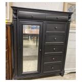 (L) Black Dresser W/ Mirror. 62" x 49" x 18"
