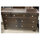 (L) Dark Wood Modern Style Dresser. 56" x 34" x