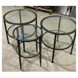 (L) Circular Glass End Tables. * Bidding Per