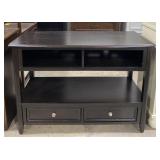 (L) Black Console Stand With Storage. 46" x 34" x