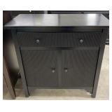 (H) Black Wood Cabinet W/ Decorations