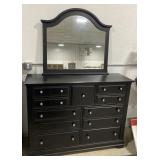(L) Black Wood 9 Drawer Dresser 58" x 80" x 18"