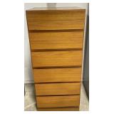 (H) 8 Drawer Wood Chest. 43" x 18-1/2" x 18"