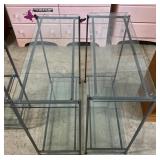 (H) 2 Shelved Glass Tables. 34" x 30" x 12"