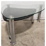 (D) COFFEE TABLE GLASS MOVABLE BLACK GLASS SHELF