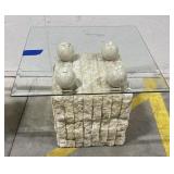 (D) Postmodern Tessellated Stone Side Table