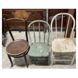 (Q) Lot of 3 vintage wooden chairs