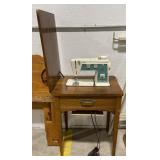 (AF) Wooden Sewing Machine table with Singer