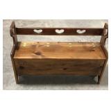 (AF) Wooden bench with storage and hearts cut