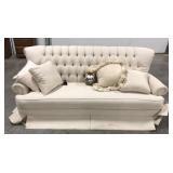 (II) White Diamond print couch with pillows