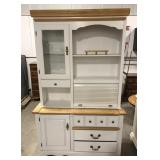 (II) White cabinet with hutch and roll top styled