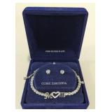 (W) Fine Silver plate Cubic Zirconia Mom Bracelet